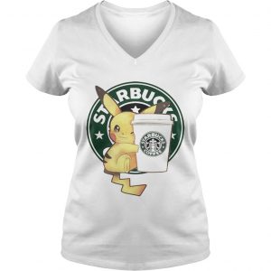 Ladies Vneck Pikachu and Starbucks coffee shirt