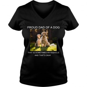 Ladies Vneck Proud Dad of a Dog that is sometimes an asshole shirt