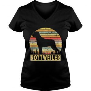 Ladies Vneck Rottweiler Retro 70s Vintage Dog Lover Shirt
