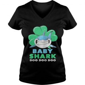 Ladies Vneck St Patricks day baby shark shirt