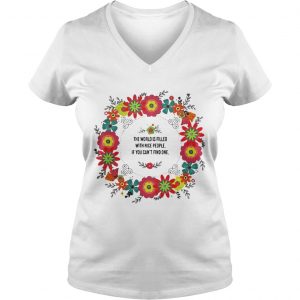 Ladies Vneck Teacher the power filled the world is filled with nice people shirt