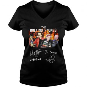 Ladies Vneck The Rolling Stones Ronnie Wood Mick Jagger Keith Richards Charlie Watts signature shirt