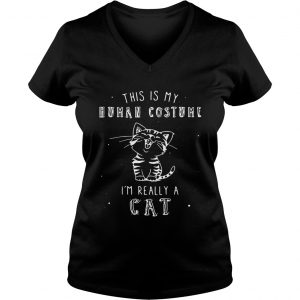 Ladies Vneck This is my human costume Im really a cat shirt