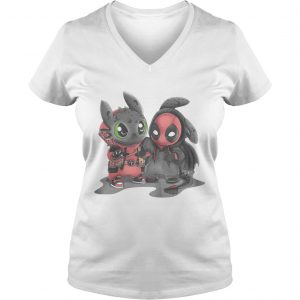 Ladies Vneck Toothless and Deadpool shirt