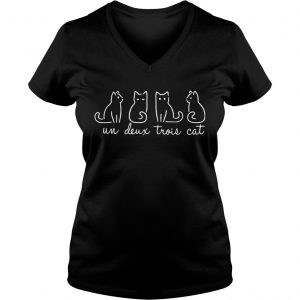 Ladies Vneck Un Deux Trois Cat shirt