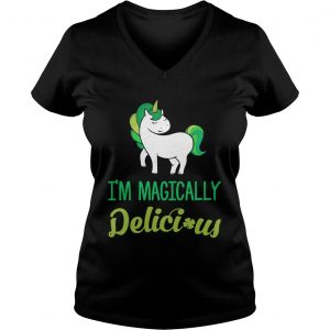 Ladies Vneck Unicorn im magically delecious shirt