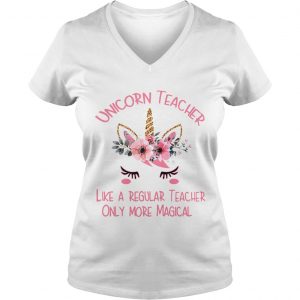 Ladies Vneck Unicorn teacher definition meaning like a regular teacher only more magical shirt