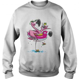 Sweatshirt Flamingo on the flamingo float tube drinking juice shirt