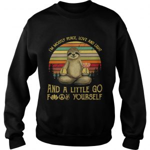 Sweatshirt Sloth holding Buddhas hand Im mostly peace love and light retro shirt