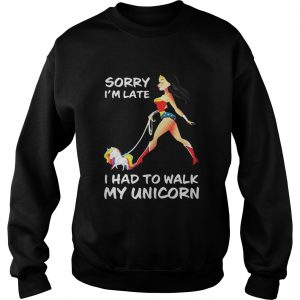 Sweatshirt Wonder woman sorry Im late I had to walk my unicorn shirt