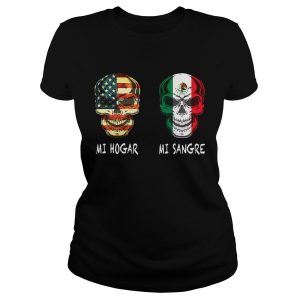 American flag skull Mi Hogar Italian flag skull Mi Sangre Ladies Tee