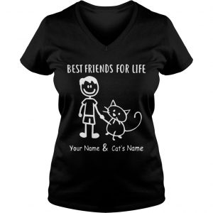 Best friends for your name and cats name Ladies Vneck