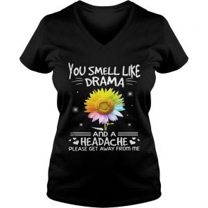 Flower You smell like drama and a headache please get away from me Ladies Vneck