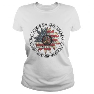 Flower shes a good girl loves her mama loves Jesus and America too Ladies Tee