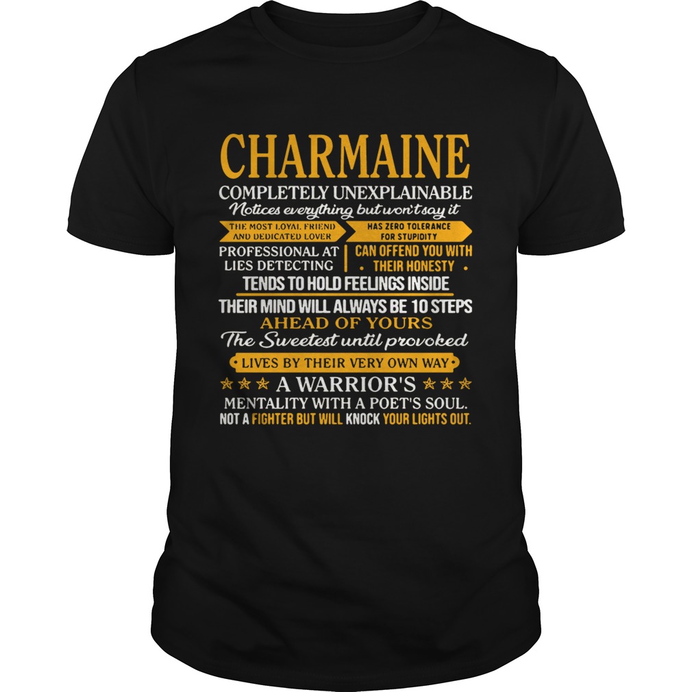 Charmaine completely unexplainable notices everything but won’t say shirt