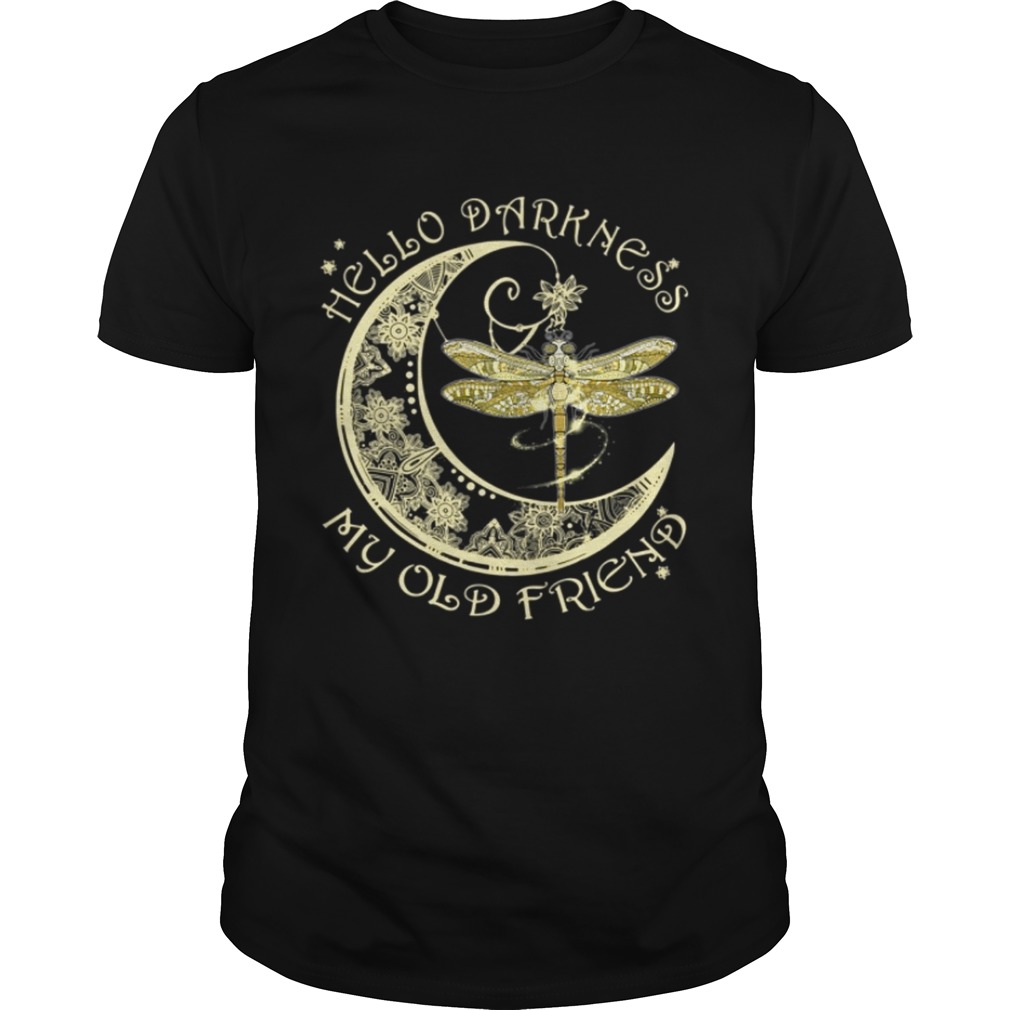 Dragonfly crescent moon hello darkness my old friend shirt