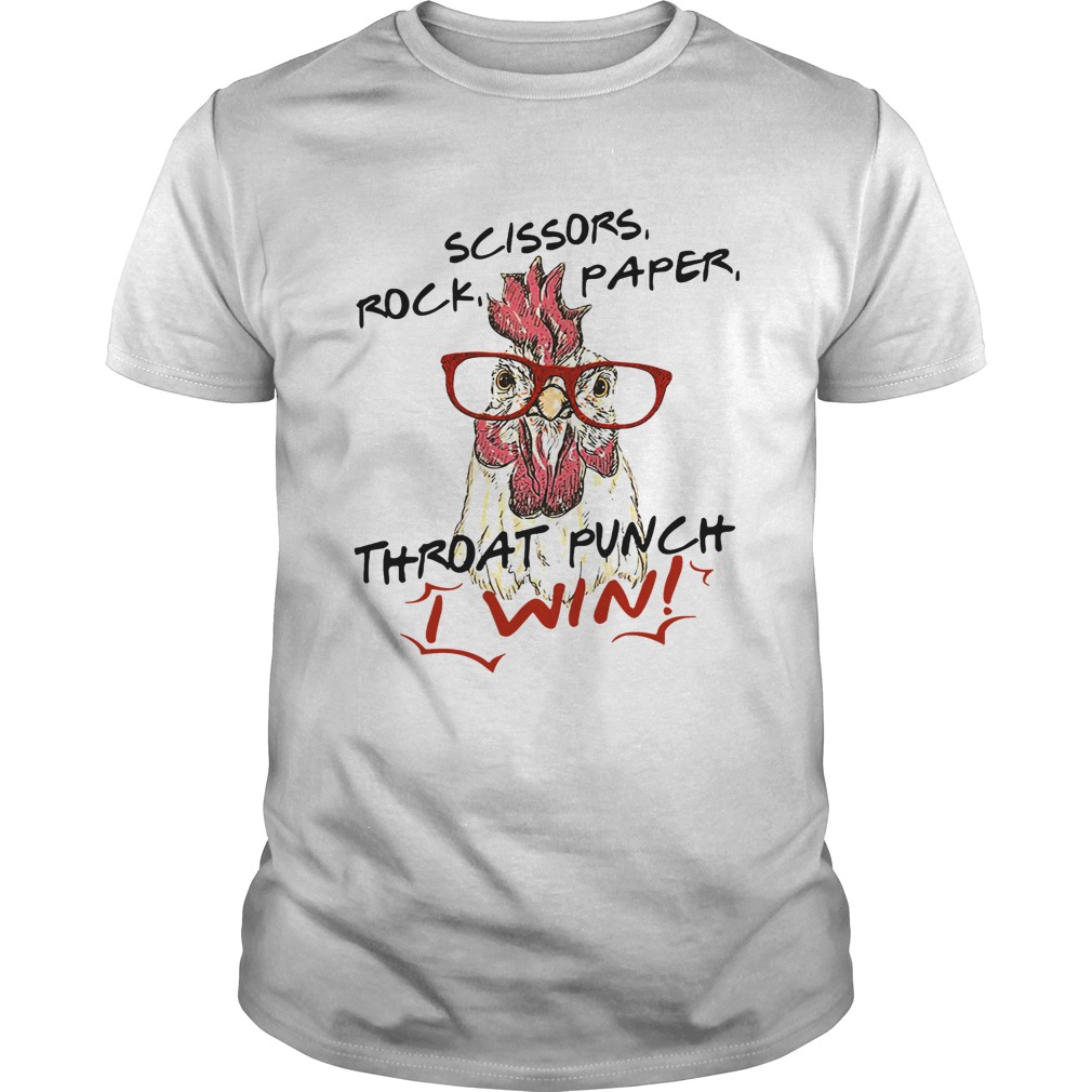 Official chicken scissors rock paper throat punch I win shirt