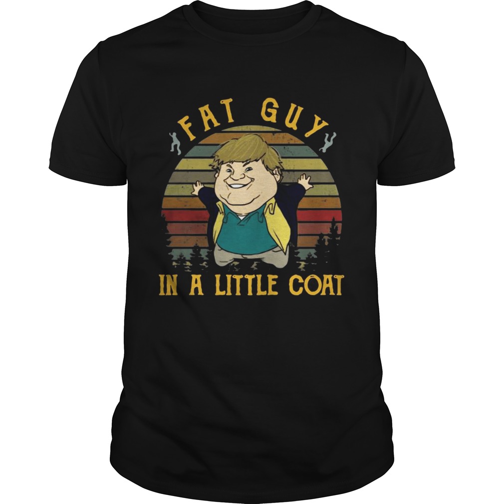 Vintage fat guy in a little coat tommy boy sunset shirt