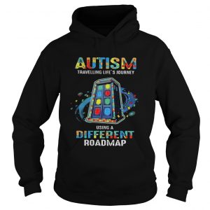 Hoodie Autism traveling lifes journey using a different roadmap shirt