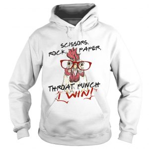 Hoodie Official chicken scissors rock paper throat punch I win shirt