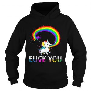 Hoodie Unicorn rainbow fuck you love you shirt