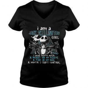 I am a jack skellington girl I was born with a heart on my sleeve Ladies Vneck