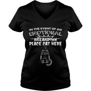In The Event Of An Emotional Breakdown Place Cat Here Tee Ladies Vneck