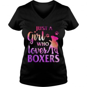 Just A Girl Who Loves Boxer Colorful Gift Ladies Vneck