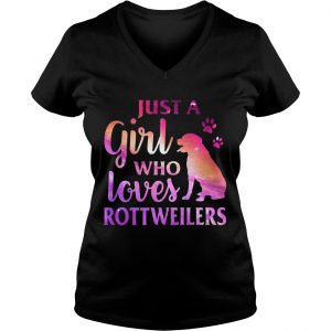 Just A Girl Who Loves Rottweiler Colorful Gift Ladies Vneck