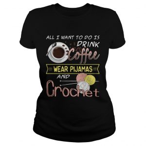 Ladies Tee All I Want To Do Is Drink Coffee And Crochet TShirt
