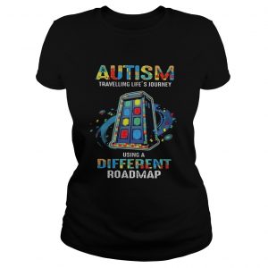Ladies Tee Autism traveling lifes journey using a different roadmap shirt