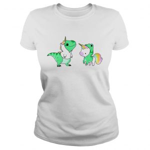 Ladies Tee Baby Dinosaur TRex and Unicorn shirt