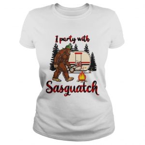 Ladies Tee Bigfoot camping I party with Sasquatch shirt