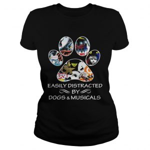 Ladies Tee Broadway easily distracted by dogs and musicals shirt