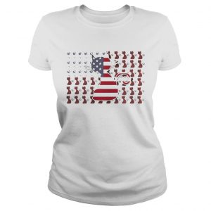 Ladies Tee Cat and Wine American Flag shirt