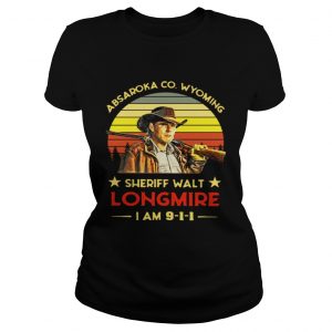 Ladies Tee Craig Johnson Absaroka Co Wyoming Sheriff Walt Longmire I am 9 1 1 retro shirt