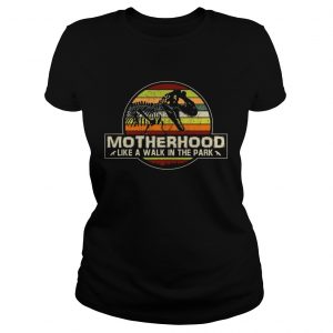 Ladies Tee Dinosaur Motherhood like a walk in the park vintage sunset shirt
