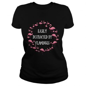 Ladies Tee Easily Distracted By Flamingos Gift Shirt