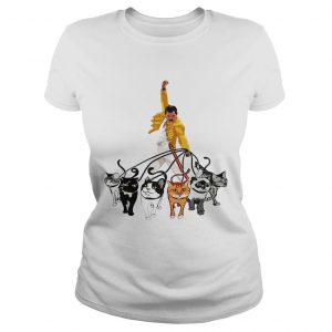 Ladies Tee Freddie Mercury With His Cat Funny Gift Shirt