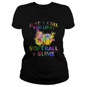 Ladies Tee Just a girl who loves softball and slime shirt