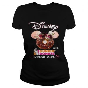 Ladies Tee Mickey Mouse Disney and Dunkin Donuts kinda girl shirt