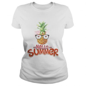 Ladies Tee Pineapple hello summer wine shirt