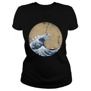 Ladies Tee The great wave off Kanagawa Godzilla shirt