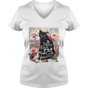 Ladies Vneck A little back cat goes with everything shirt