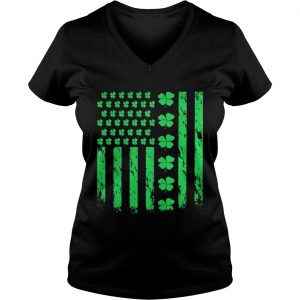 Ladies Vneck American Clover Lucky Leaf Flag Is Great For Patricks Day Shirt