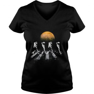 Ladies Vneck Astronauts in Walking in Space Occupy Mars Gift Shirt