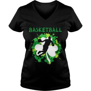 Ladies Vneck Basketball Shamrock Irish St Pattys Day Sport Shirt For Basketball Lover Shirt
