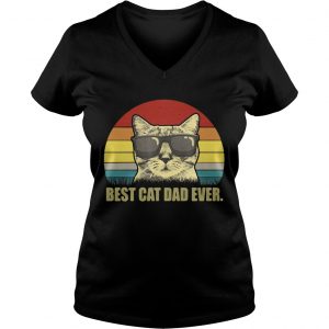 Ladies Vneck Best Cat Dad Ever Sunset shirt