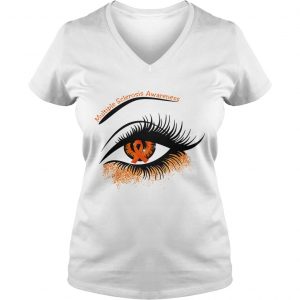 Ladies Vneck Cancer multiple sclerosis awareness in the eye shirt