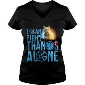 Ladies Vneck Cat Goose I can fight Thanos alone shirt